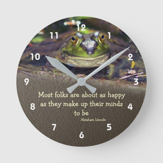 ブルフロッグハピネス感動的引用文 ラウンド壁時計 (正面)
