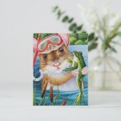 ブルフロッグ水彩画付きマウスシュノーケル&マスク ポストカード (スタンド正面)