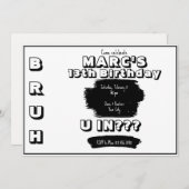 ブルブラックアンドホワイト誕生日招待状 案内状 (正面/裏面)