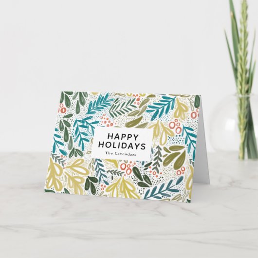 ブルブルボタニカルホリディグリーティング カード (正面)