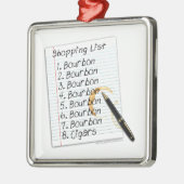 ブルボンショッピング・リストのカクテルのユーモア メタルオーナメント (左)