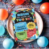 ブルボーイプールパーティー誕生日トレンディー 招待状