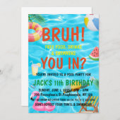 ブルボーイプールパーティー誕生日 招待状 (正面/裏面)