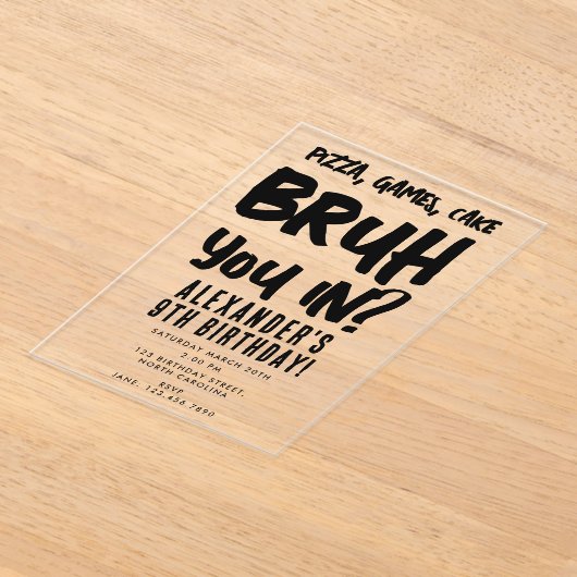 ブルボーイ10代の若者誕生会10代の少年 アクリル招待状 (レイダウン)