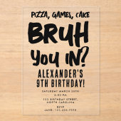 ブルボーイ10代の若者誕生会10代の少年 アクリル招待状 (正面)