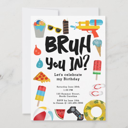 ブルボーイ10代の若者誕生日パーティーボイ10代のムサマー 招待状 (正面)