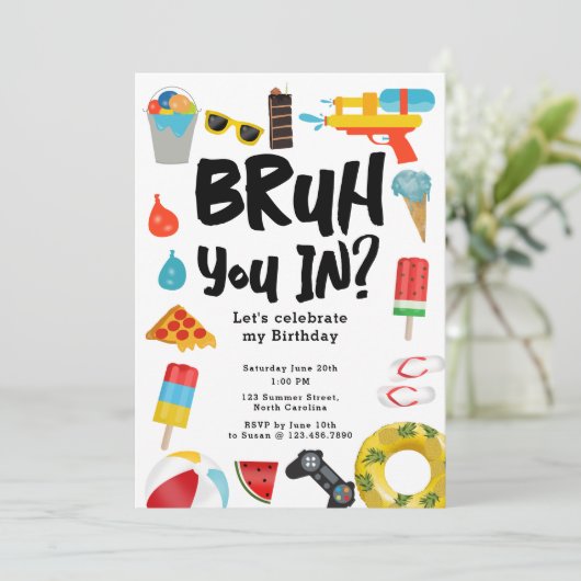 ブルボーイ10代の若者誕生日パーティーボイ10代のムサマー 招待状 (スタンド正面)