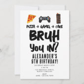 ブルボーイ10代の若者誕生日パーティーボイ10代のンピザ 招待状 (正面)