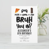 ブルボーイ10代の若者誕生日パーティーボイ10代のンピザ 招待状 (スタンド正面)