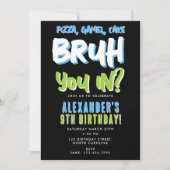 ブルボーイ10代の若者10代のボーブルーグリーン誕生日 招待状 (正面)