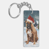 ブルマスチフドウウィンターワンダーランドクリスマスジョイ キーホルダー (正面左)