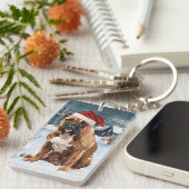 ブルマスチフドウウィンターワンダーランドクリスマスジョイ キーホルダー (正面右)