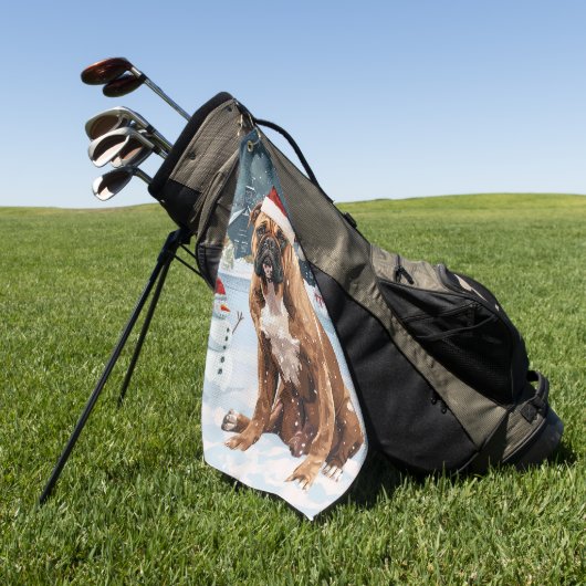 ブルマスチフドウウィンターワンダーランドクリスマスジョイ ゴルフタオル (グリーン)