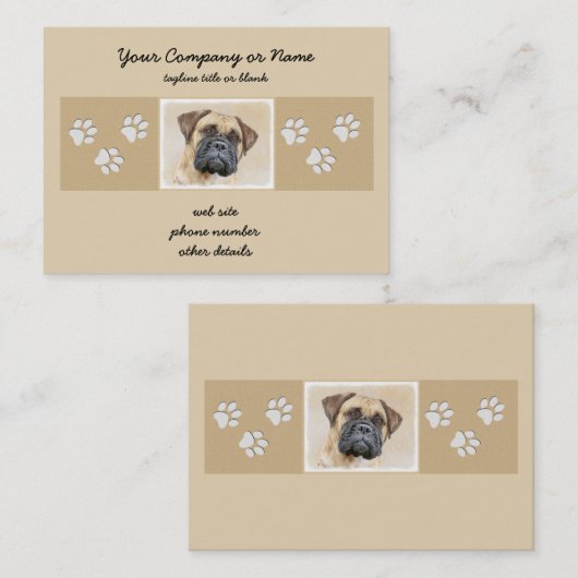 ブルマスチ絵画フのかわいいオリジナルの犬芸 名刺 (正面/裏面)