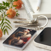 ブルマスティフとサンタクロースフェスティバルクリスマス キーホルダー (正面右)