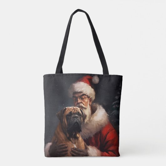 ブルマスティフとサンタクロースフェスティバルクリスマス トートバッグ (裏面)