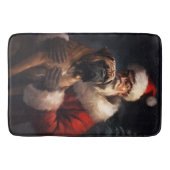 ブルマスティフとサンタクロースフェスティバルクリスマス バスマット (正面)