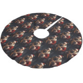 ブルマスティフとサンタクロースフェスティバルクリスマス ブラッシュドポリエステルツリースカート (アングル)