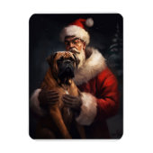 ブルマスティフとサンタクロースフェスティバルクリスマス マグネット (縦)