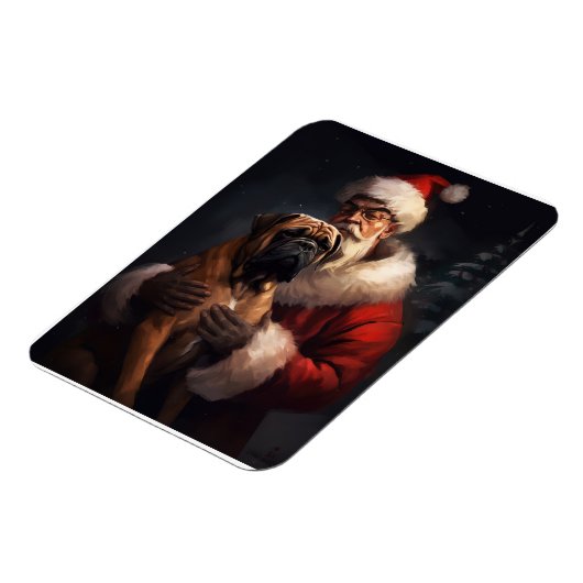 ブルマスティフとサンタクロースフェスティバルクリスマス マグネット (左側)