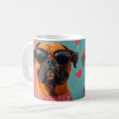 ブルマスティフとハートバラバレンタインデー コーヒーマグカップ (正面左)