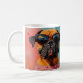 ブルマスティフとハートバラバレンタインデー コーヒーマグカップ (左)