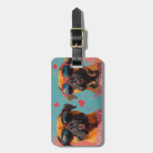 ブルマスティフとハートバラバレンタインデー ラゲッジタグ (正面縦)