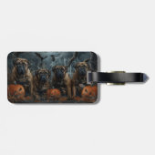 ブルマスティフのハロウィーンの夜の犬の喜び ラゲッジタグ (裏面横)