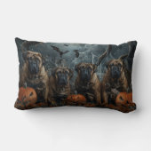 ブルマスティフのハロウィーンの夜の犬の喜び ランバークッション (裏面)