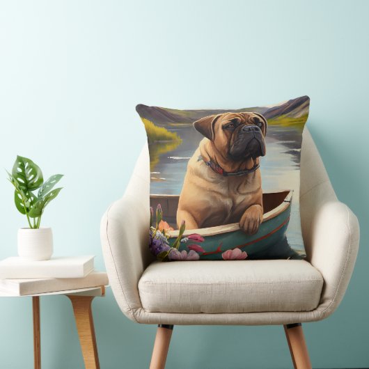 ブルマスティフをパドルに:風光明媚な冒険 クッション (椅子)