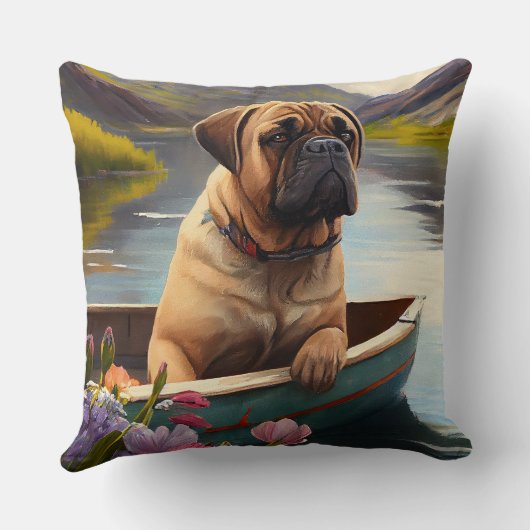ブルマスティフをパドルに:風光明媚な冒険 クッション (裏面)