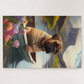 ブルマスティフをパドルに：風光明媚な冒険 ジグソーパズル (横)