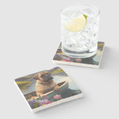 ブルマスティフをパドルに:風光明媚な冒険 ストーンコースター (横)