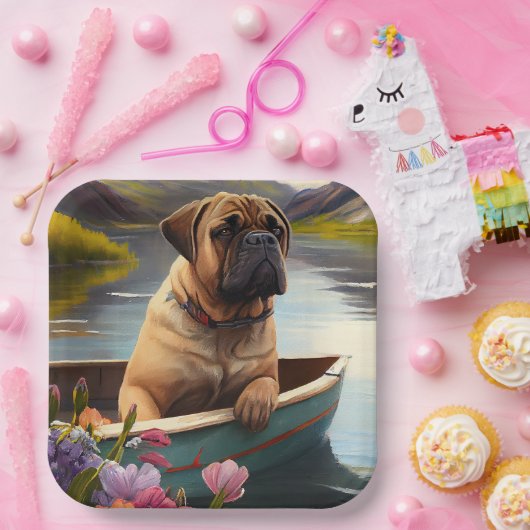 ブルマスティフをパドルに:風光明媚な冒険 ペーパープレート (パーティー)