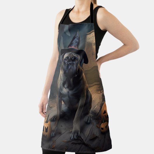 ブルマスティフカボチャのハロウィーン怖い エプロン (インサイチュ)