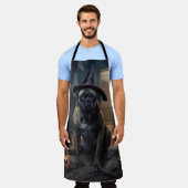 ブルマスティフカボチャのハロウィーン怖い エプロン (着用した状態)