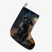 ブルマスティフカボチャのハロウィーン怖い スモールクリスマスストッキング (正面 (吊り時))