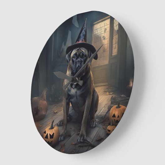 ブルマスティフカボチャのハロウィーン怖い ラージ壁時計 (傾斜)