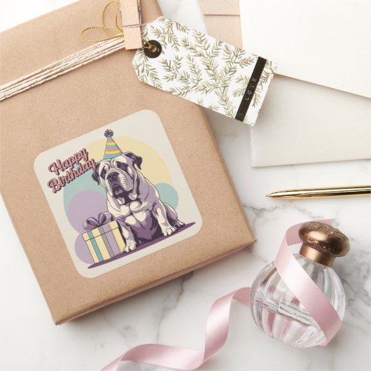 ブルマスティフカラフルスクエア スクエアシール (ギフト)