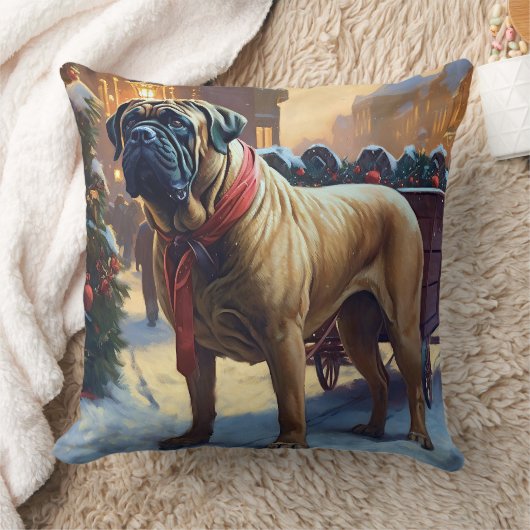 ブルマスティフクリスマスフェスティバルシーズン クッション (ブランケット)