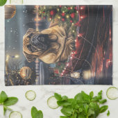 ブルマスティフクリスマスフェスティバル航海 キッチンタオル (折り畳み)