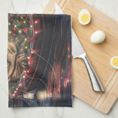 ブルマスティフクリスマスフェスティバル航海 キッチンタオル (四つ折り)