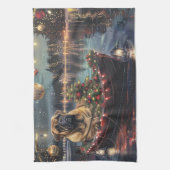 ブルマスティフクリスマスフェスティバル航海 キッチンタオル (縦)