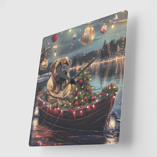 ブルマスティフクリスマスフェスティバル航海 スクエア壁時計 (傾斜)