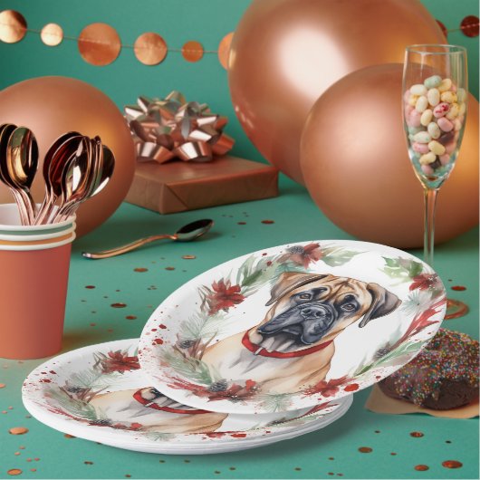 ブルマスティフクリスマスリースフェスティバルカップ ペーパープレート (複数)