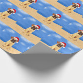 ブルマスティフドグオンビーチクリスマスホリデー ラッピングペーパー (角)