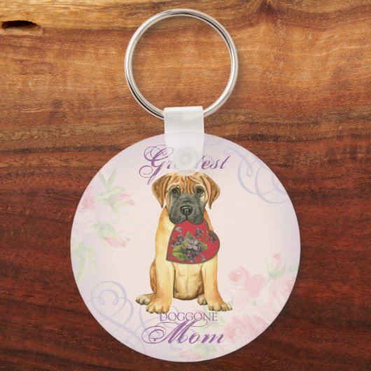 ブルマスティフハートマママキーチェーン キーホルダー (正面)