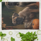 ブルマスティフパピー秋デライトカボチャ キッチンタオル (折り畳み)