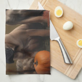 ブルマスティフパピー秋デライトカボチャ キッチンタオル (四つ折り)