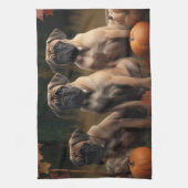 ブルマスティフパピー秋デライトカボチャ キッチンタオル (縦)